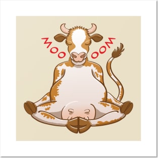 Beautiful cow meditating and changing moo by oom Posters and Art